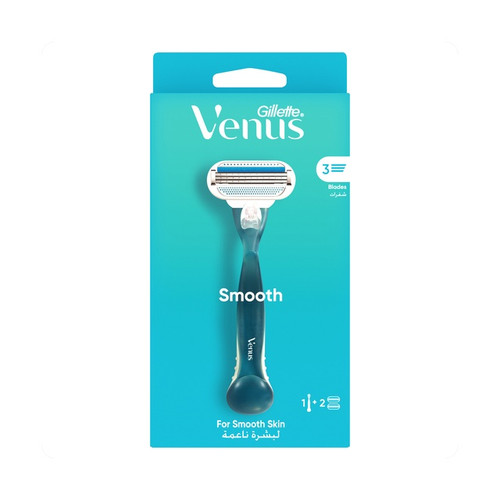 خودتراش زنانه ژیلت ونوس اسموث (Gillette Venus Smooth) – دسته + ۲ تیغ یدک