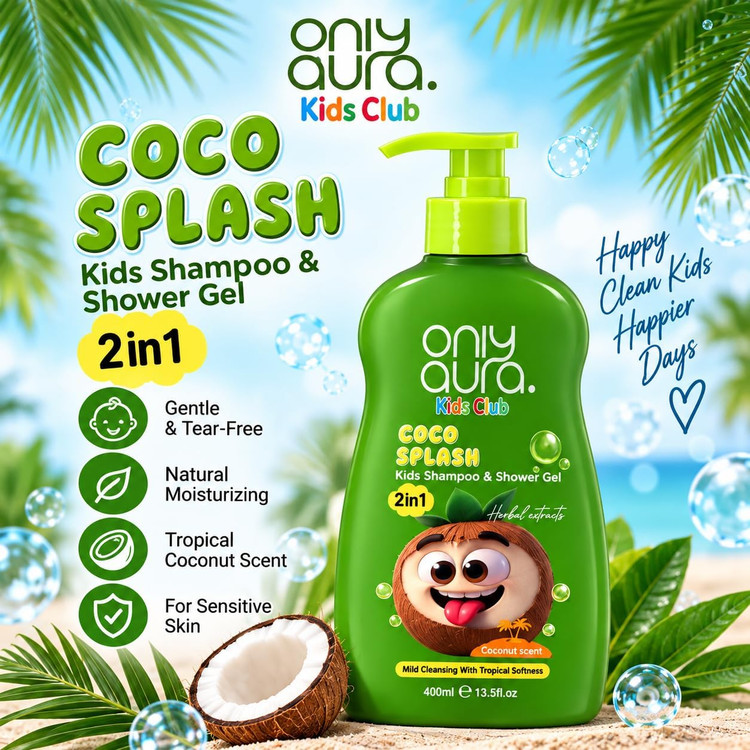 شامپو بدن و شوینده موی کودک اونلی اورا Kids Coco Splash 2-in-1 Shower Gel – میلیلیتر 400